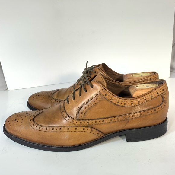 Johnston Murphy Chestnut Brogue Oxford Shoes Sz 11 - Picture 4 of 8